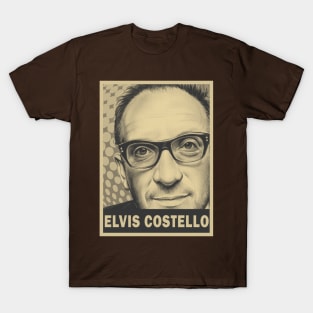 brown cream Elvis Costello retro art (exlusive) T-Shirt